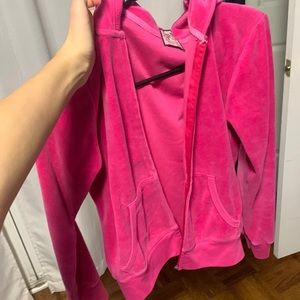 juicy couture hot Pink velvet zip up